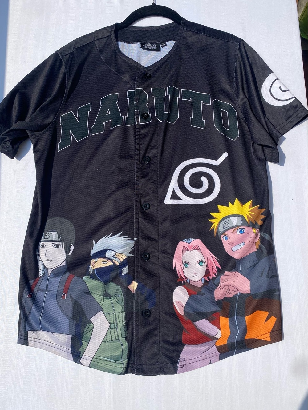Naruto Graphic Baseball Jersey Shirt - Black